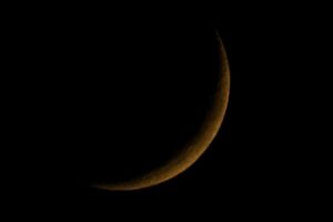 Photographed the orange crescent moon