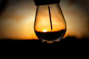 Photographed the sunset view inside a light bulb